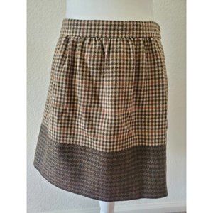 J.Crew Women's Size 2 100% Wool A-line Lined Above Knee Skirt Plaid Brown EUC